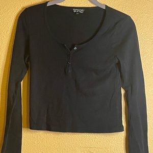 Topshop Crop Black Long Sleeve